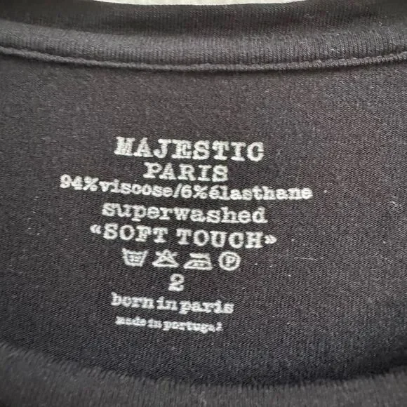 Majestic Filatures Superwashed Long Sleeve Soft Touch Shirt Size 2 Large Black - Picture 3 of 6